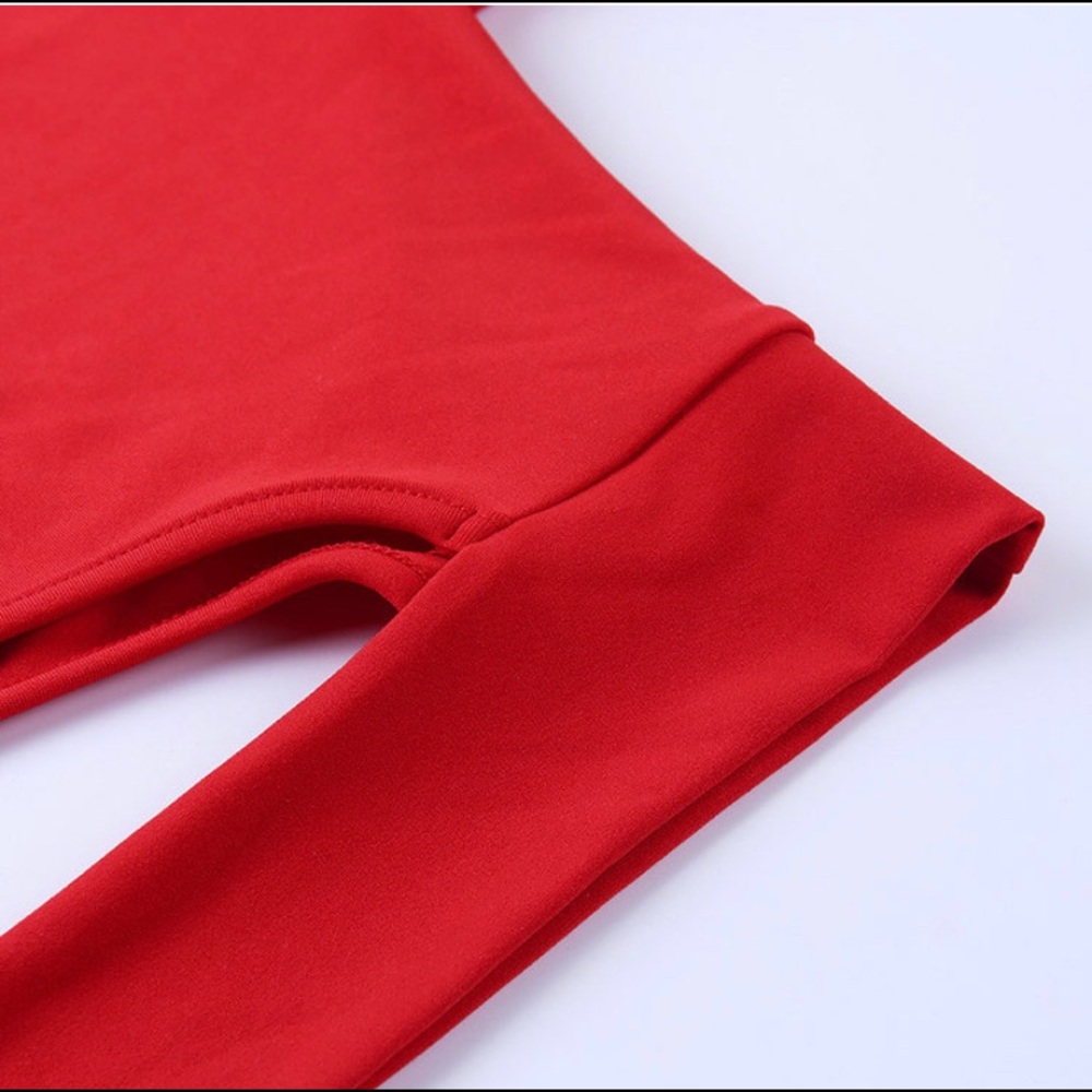 Sexy low cut hollow out solid red crop top! Nwot - Picture 6 of 8